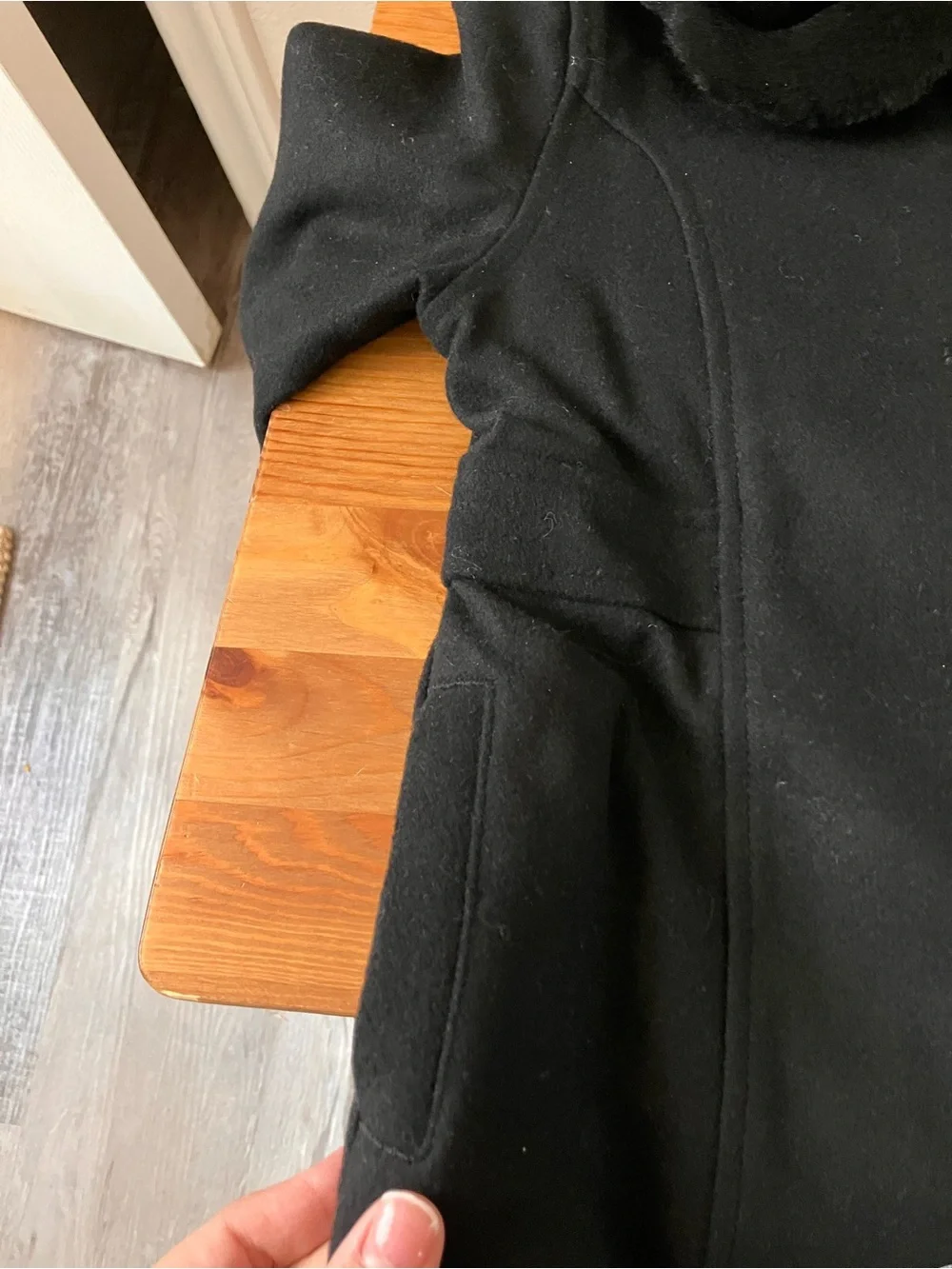 Gymboree Black Pea Coat with Faux-Fur Collar